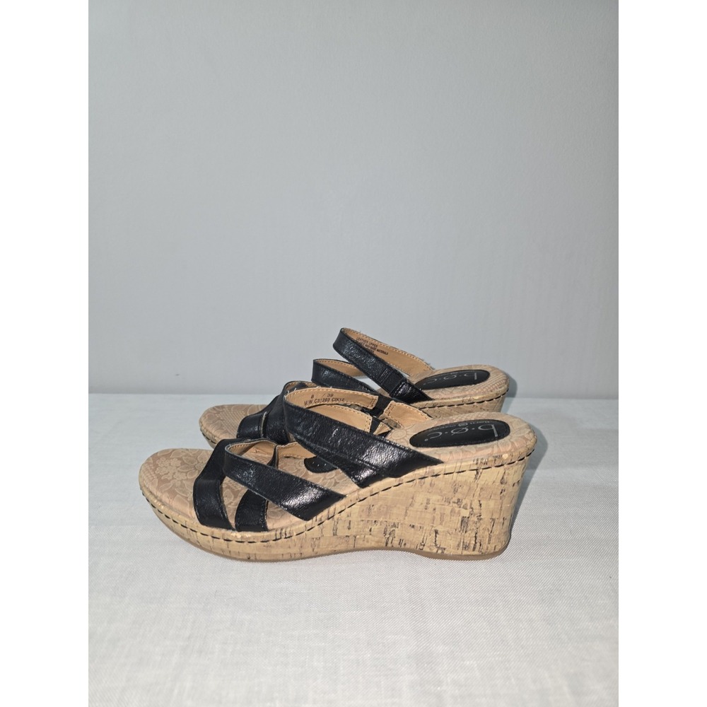 B.O.C By Born Women's Black Stappy Wedge Sandals Shoes 8 M (C31203)